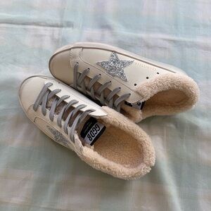 Golden Goose Distressed, Fleece-Lined Sneakers